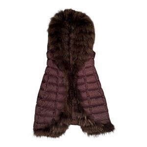 SEVENTY Venezia Brown Puffer Down Jacket Vest Fur Women's Size: 46